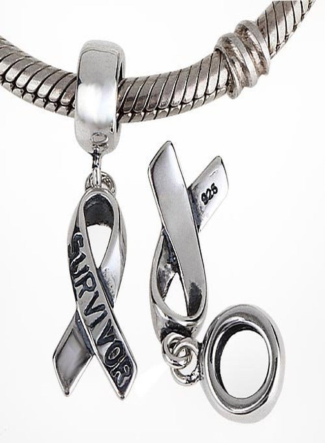 ARTCHARM Survivor Ribbon Dangle Charm - 925 Sterling Silver - fit Women Charms Bracelets - Image 3